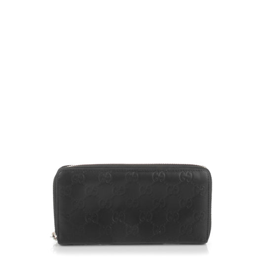Guccissima Large Twins Zip Around Wallet Black