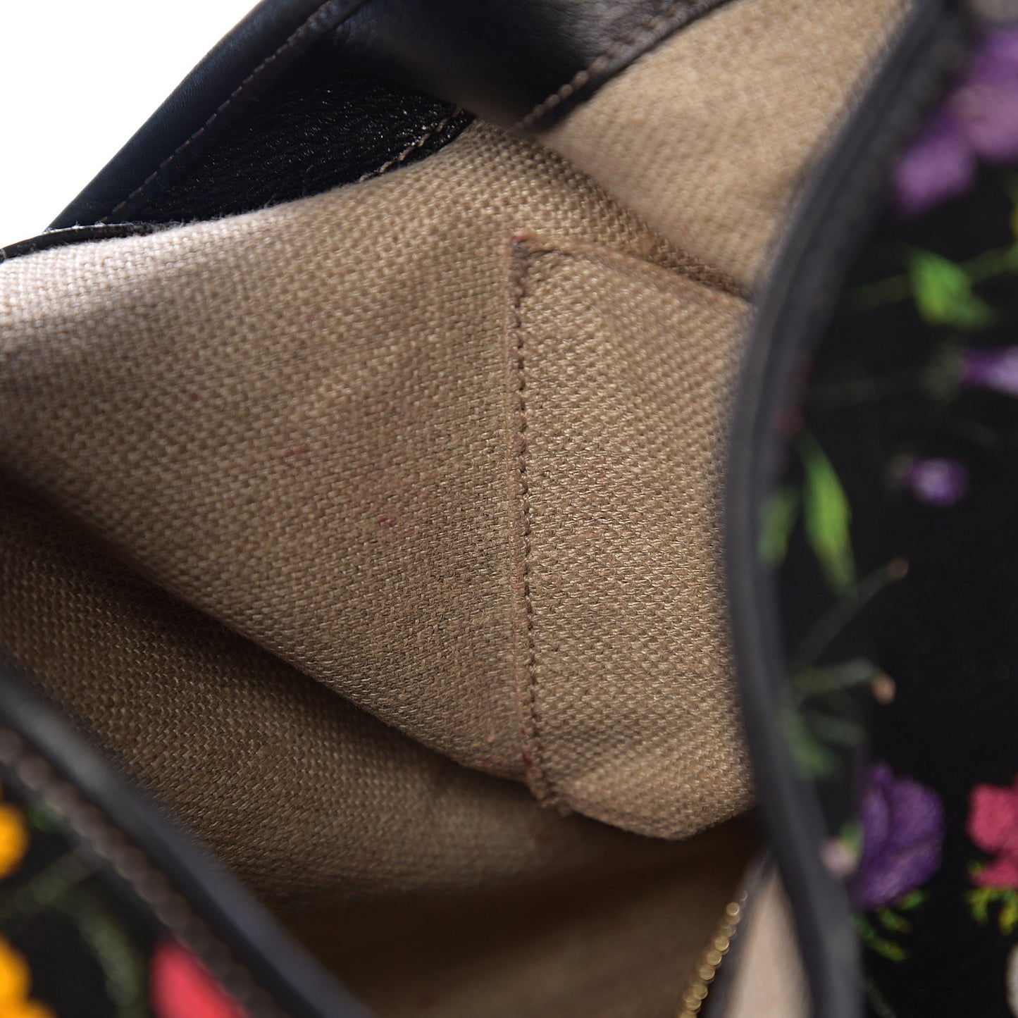 Canvas Floral Flora Medium Jackie O Bouvier Hobo Black