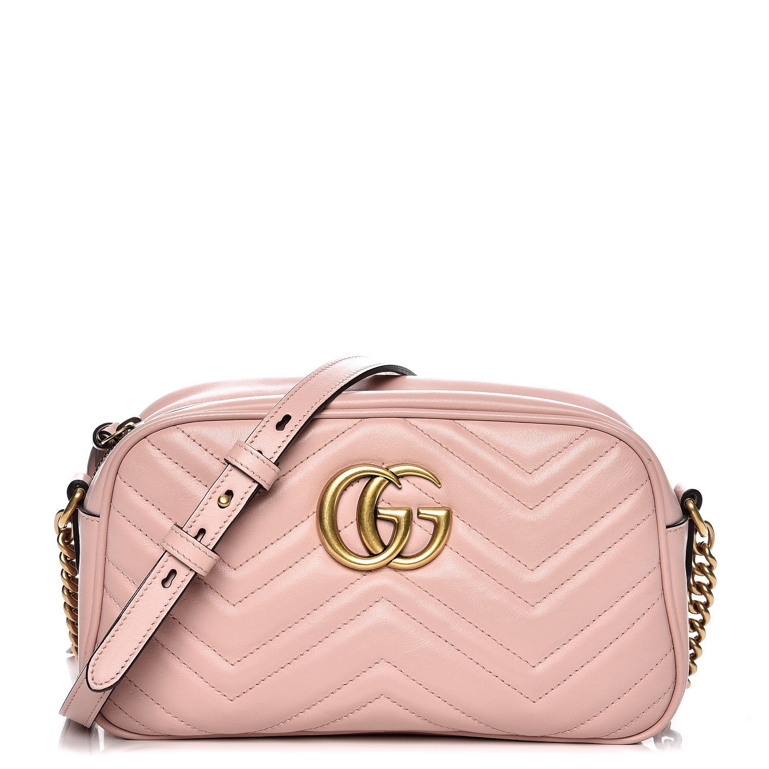 Gucci Calfskin Matelasse Small GG Marmont Chain Shoulder Bag Perfect Pink 1 of 10