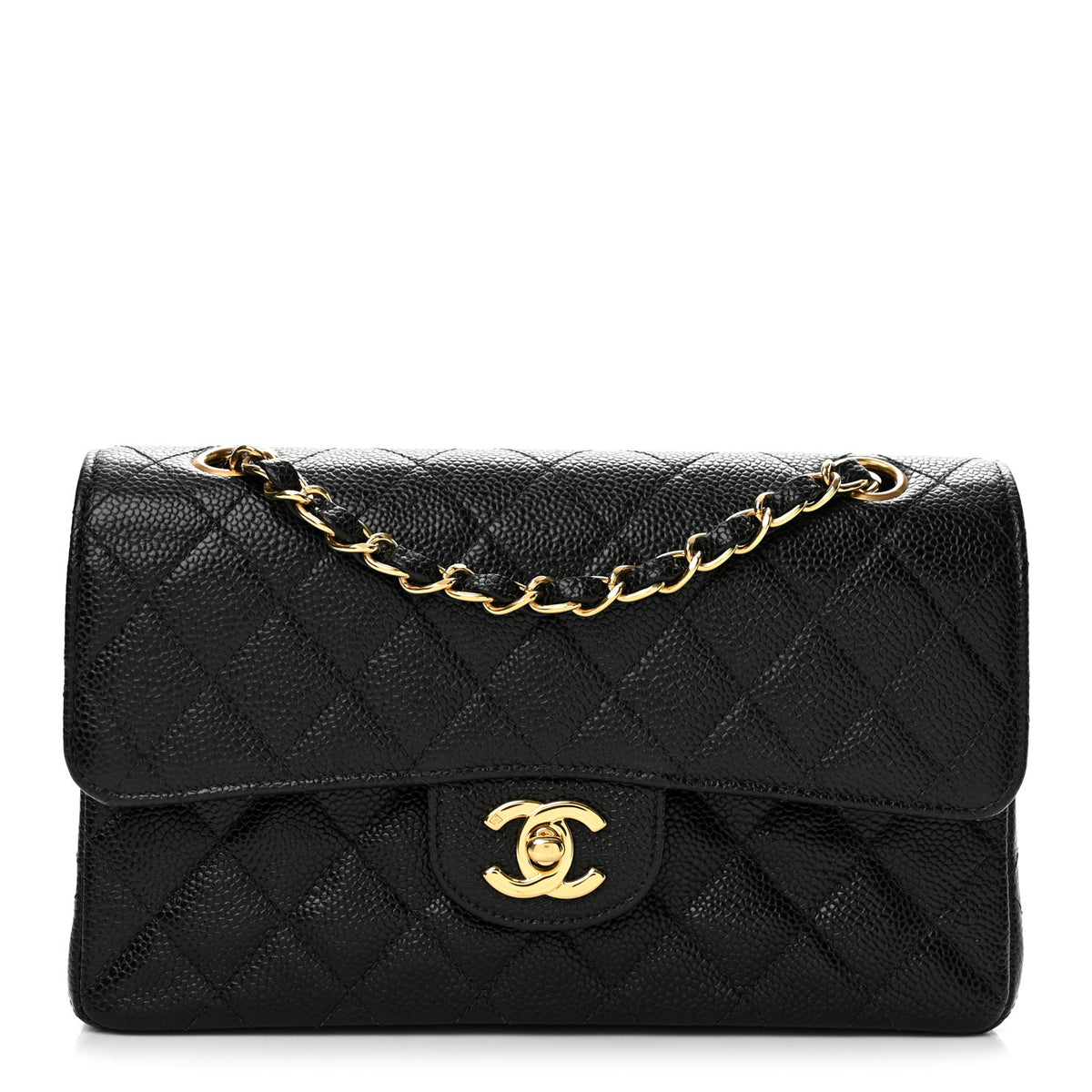 Caviar Quilted Small Double Flap Black