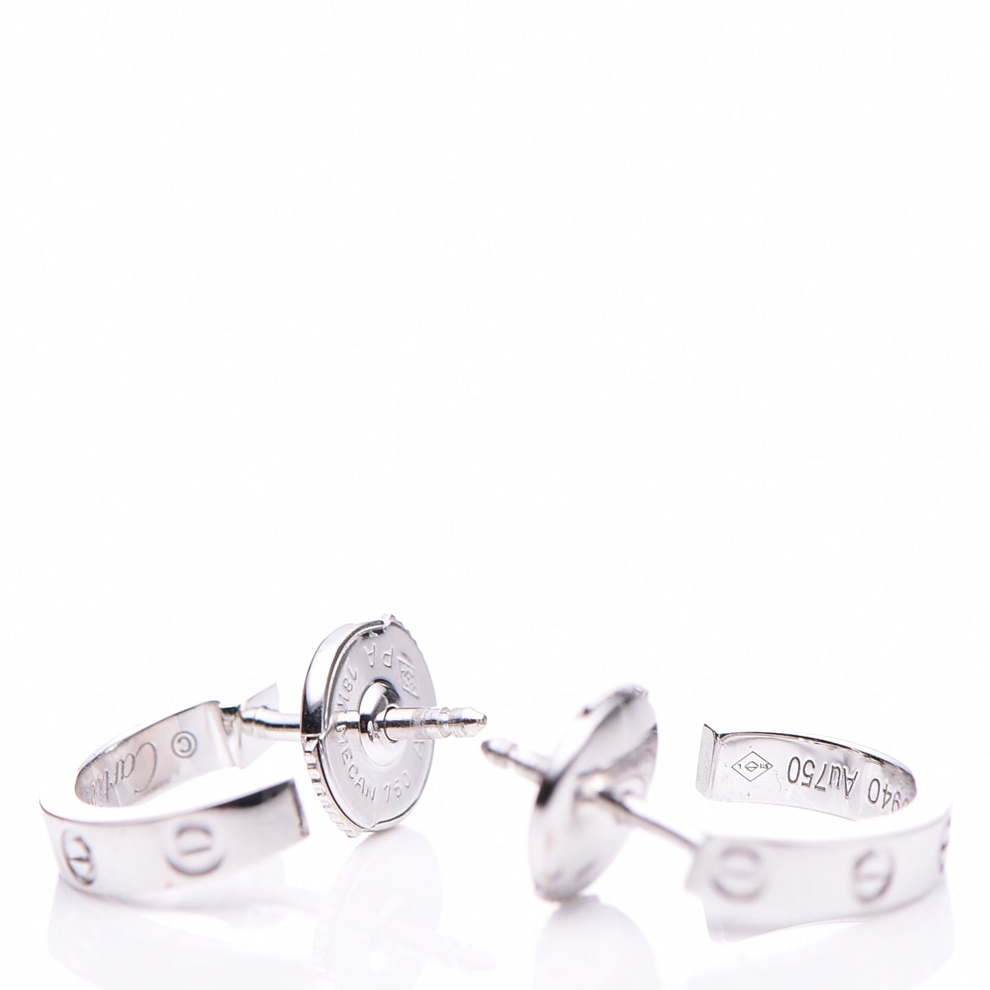18K White Gold Small LOVE Hoop Earrings