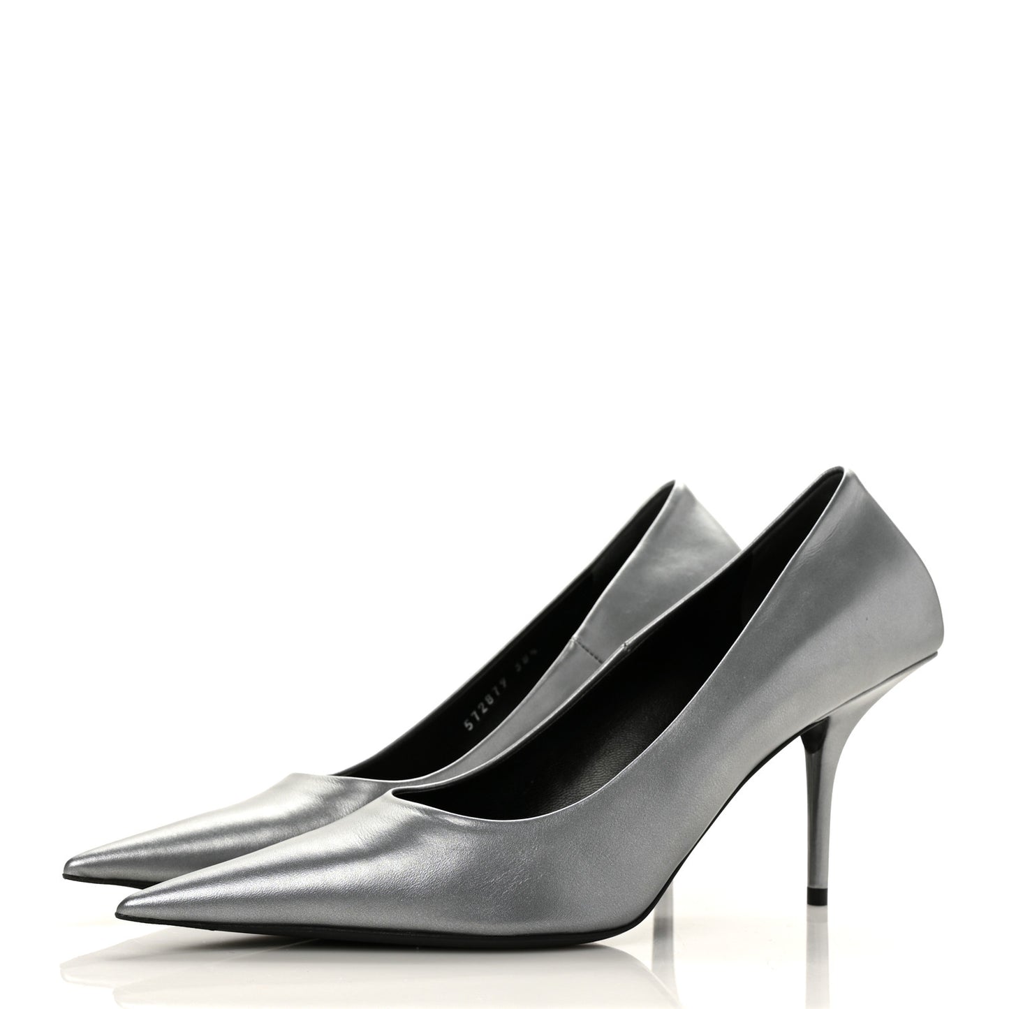 Metallic Nappa Square Knife 80mm Pumps 38.5 Silver