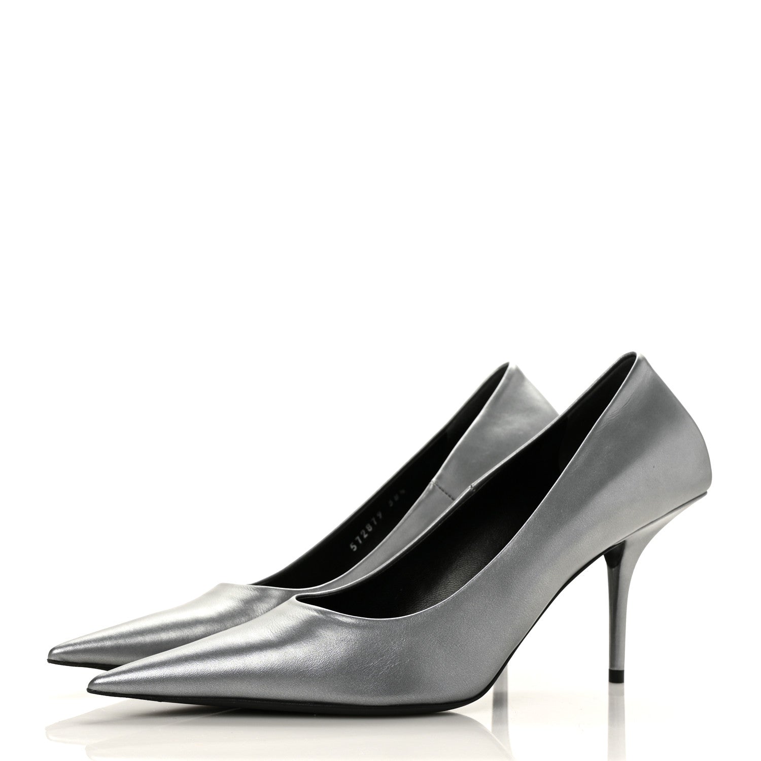 Balenciaga Metallic Nappa Square Knife 80mm Pumps 38.5 Silver 3 of 8