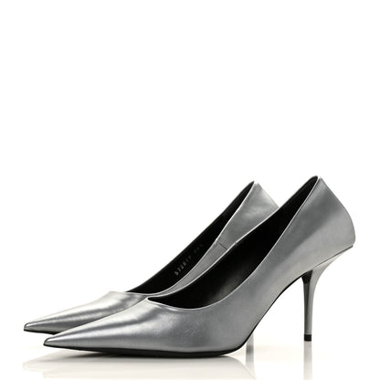 Balenciaga Metallic Nappa Square Knife 80mm Pumps 38.5 Silver 3 of 8