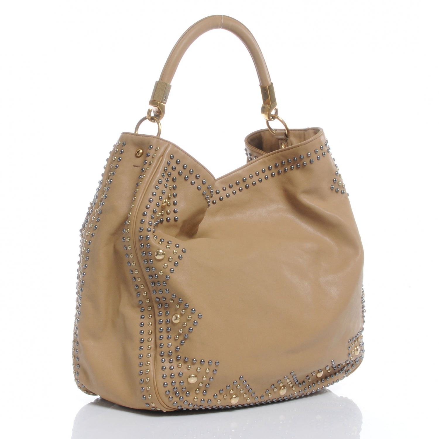 Saint Laurent Leather Rock Studded Roady Beige 3 of 7