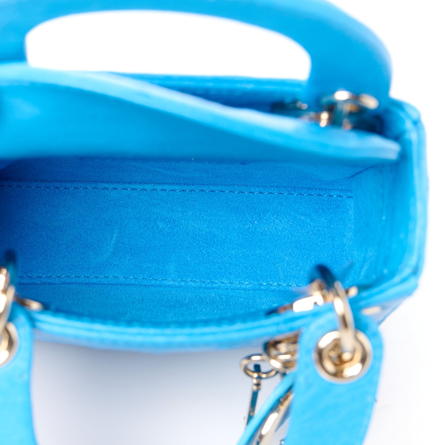 Ostrich Micro Lady Dior Blue