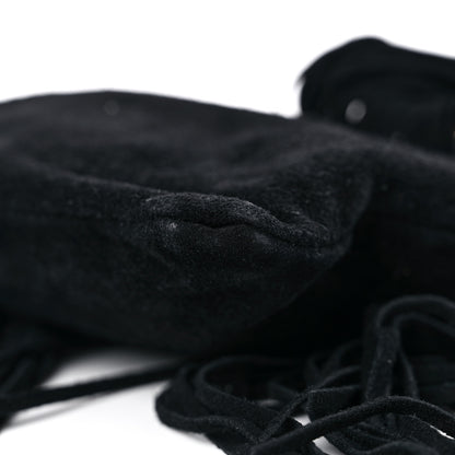 Saint Laurent Suede Calfskin Small Grace Fringed Hobo Bag Rope Black 8 of 9