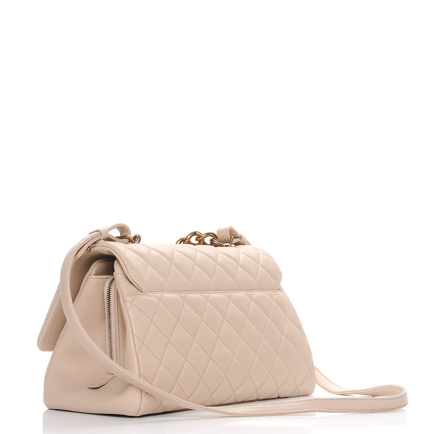 Chanel Shiny Sheepskin Quilted Large Trapezio Flap Beige 3 of 7