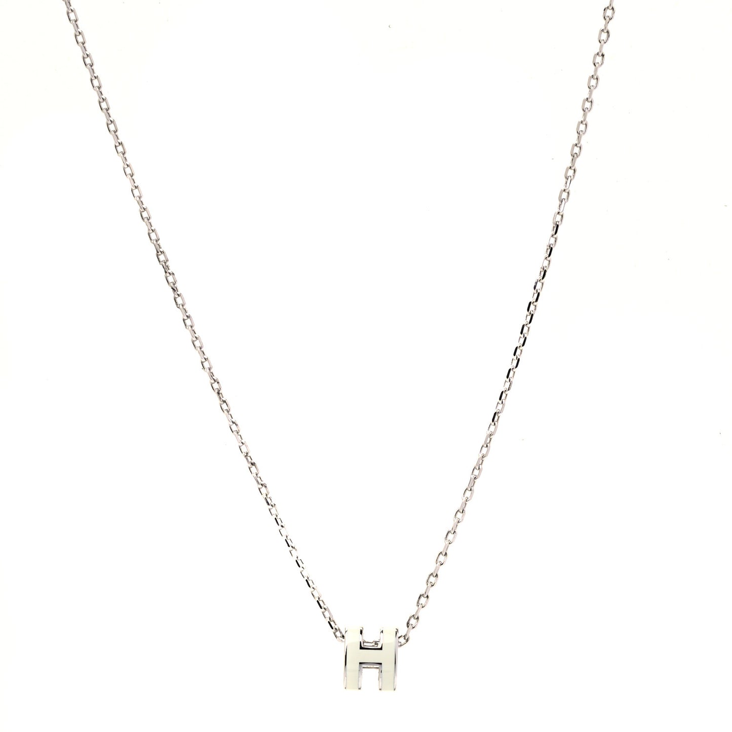 Lacquered Palladium Pop H Pendant Necklace White