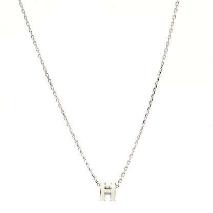 Hermes Lacquered Palladium Pop H Pendant Necklace White 1 of 2