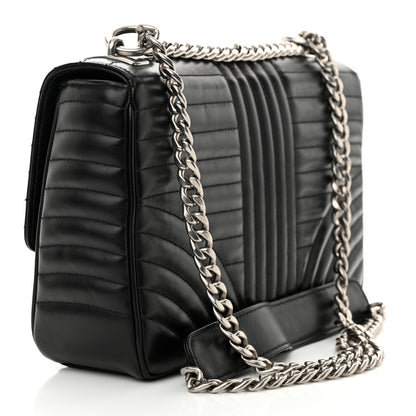 Prada Soft Calfskin Impunture Diagramme Large Chain Flap Shoulder Bag Black 3 of 10