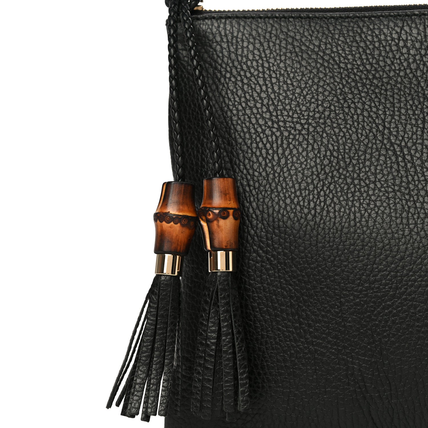 Gucci Pebbled Calfskin Large Bamboo Clutch Black 9 of 15