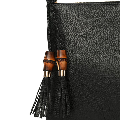 Gucci Pebbled Calfskin Large Bamboo Clutch Black 9 of 15