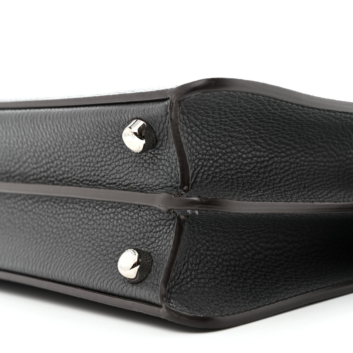 Cuoio Romano Vitello Cover Glazed Fabric Bi-Color FF 1974 Mini Peekaboo I SEE U Satchel Gray