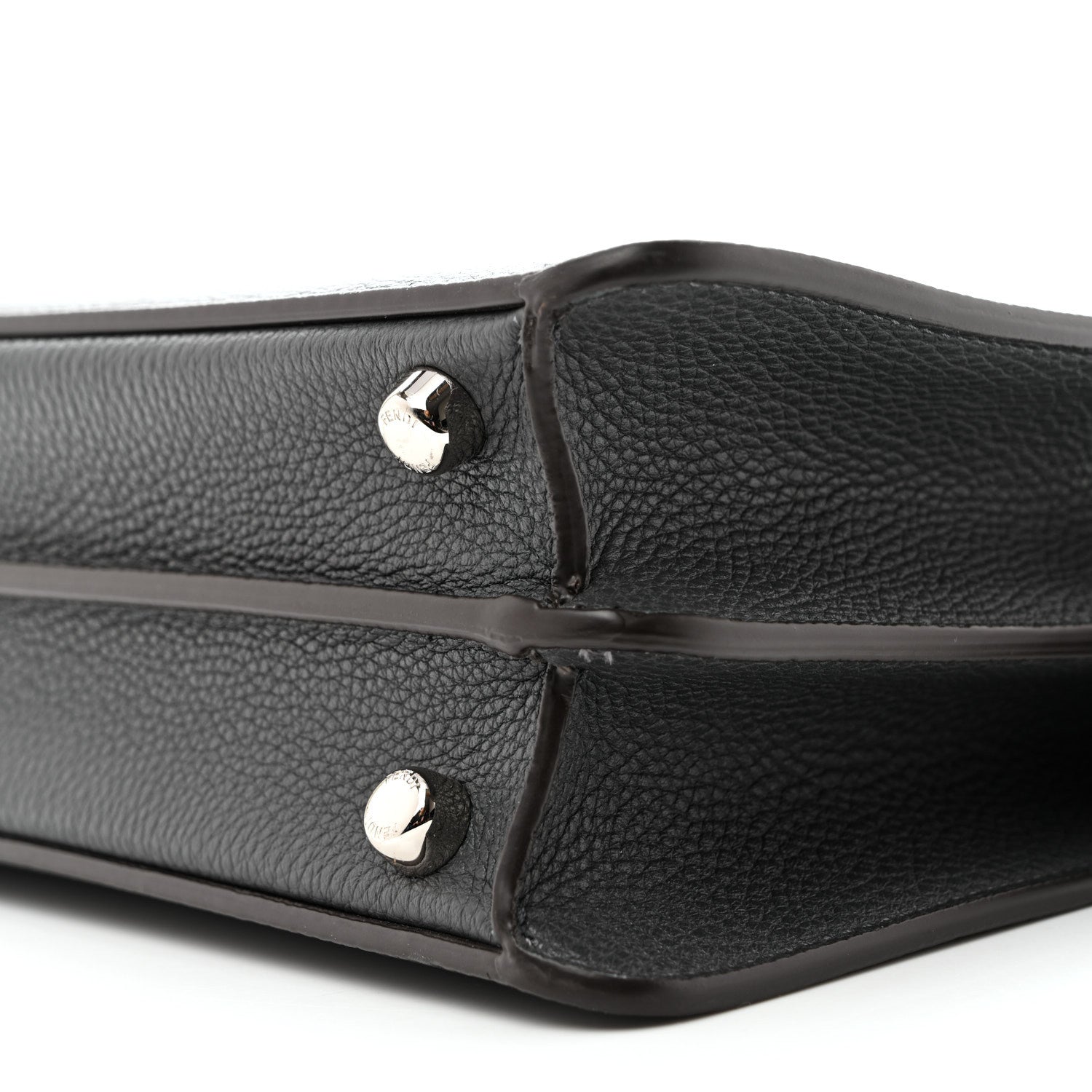 Fendi Cuoio Romano Vitello Cover Glazed Fabric Bi-Color FF 1974 Mini Peekaboo I SEE U Satchel Gray 9 of 10