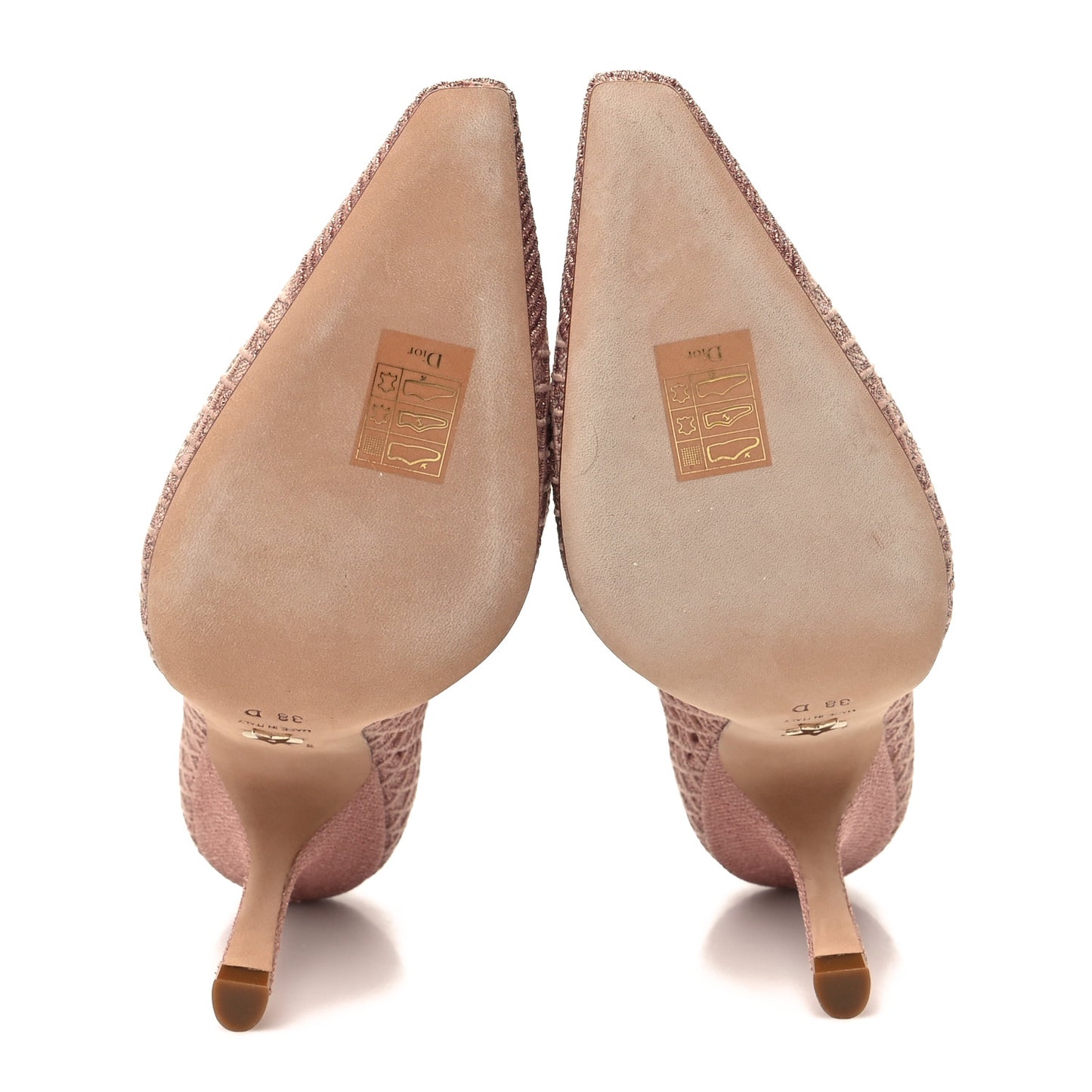 Lurex Cannage Embroidered Dior Capture 100mm Pumps 38 Rose Des Vents