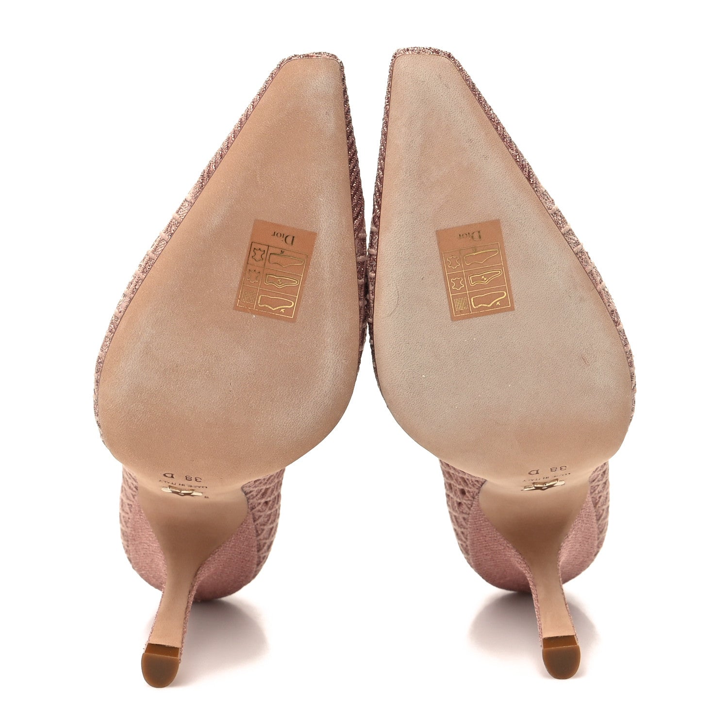 Christian Dior Lurex Cannage Embroidered Dior Capture 100mm Pumps 38 Rose Des Vents 5 of 7