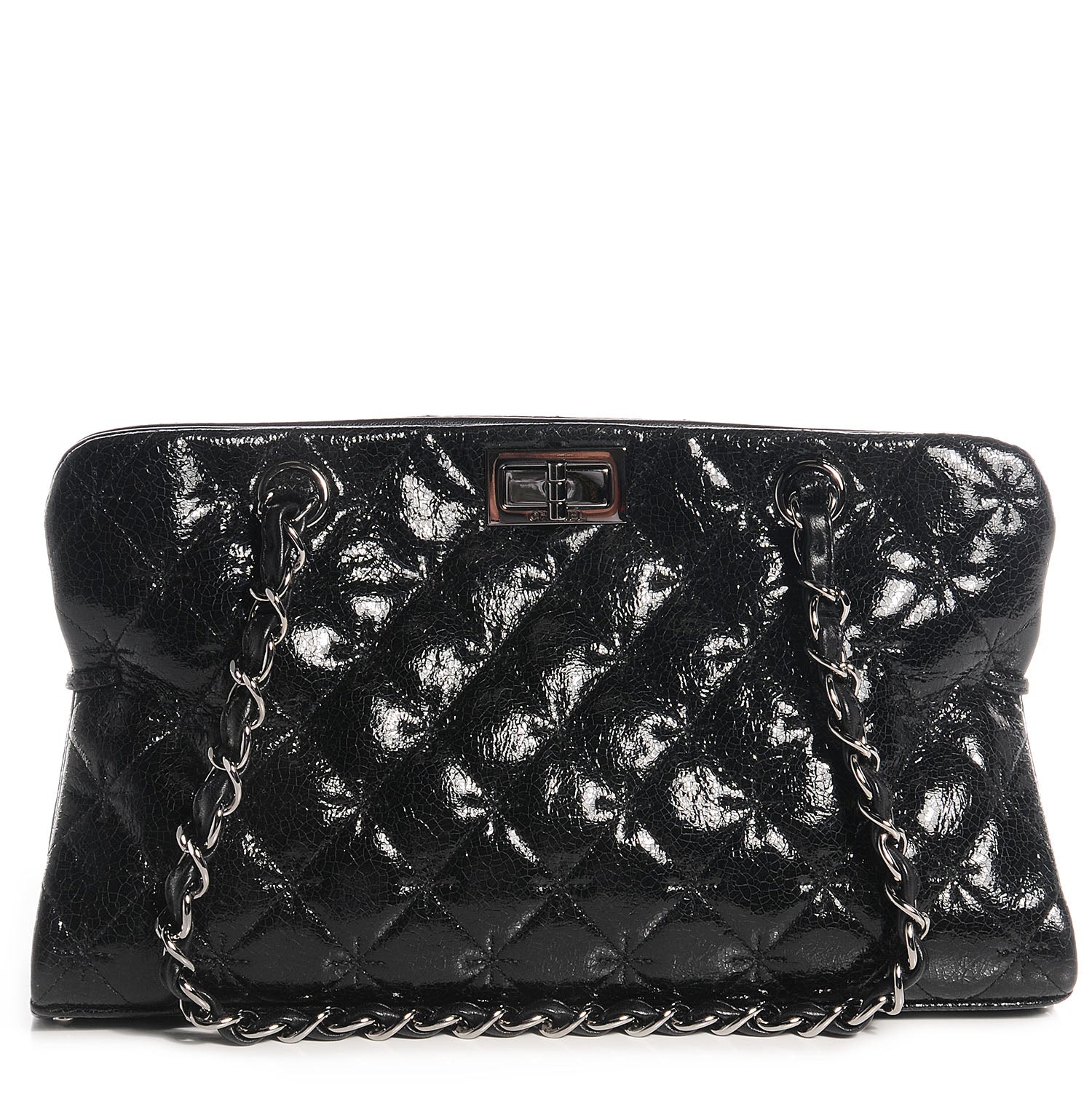 Chanel Glazed Crackled Calfskin Small Reissue Tote Black 1 of 8