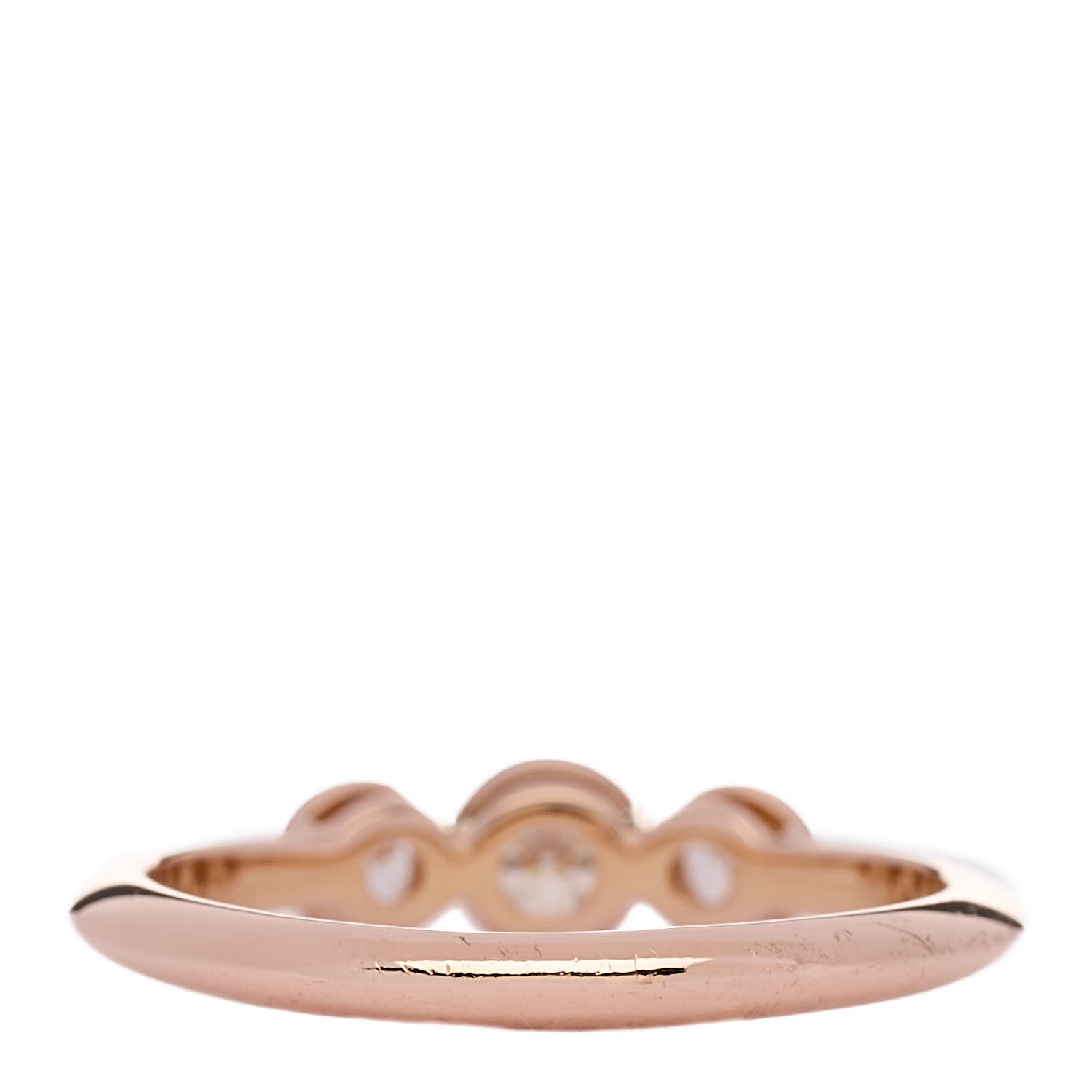Tiffany 18K Rose Gold Diamond Three Stone Milgrain Ring 49 5 3 of 5