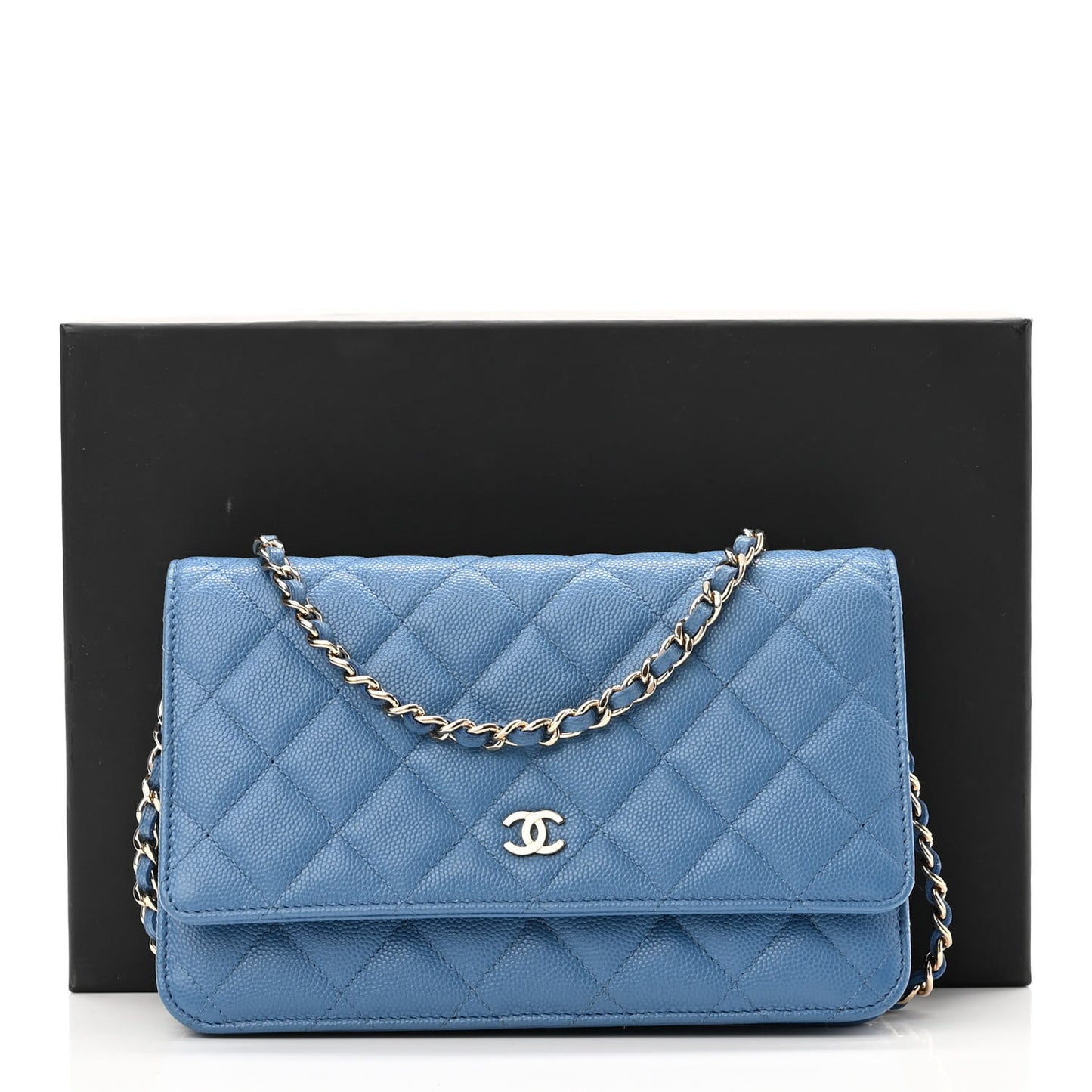 Caviar Quilted Wallet On Chain WOC Blue