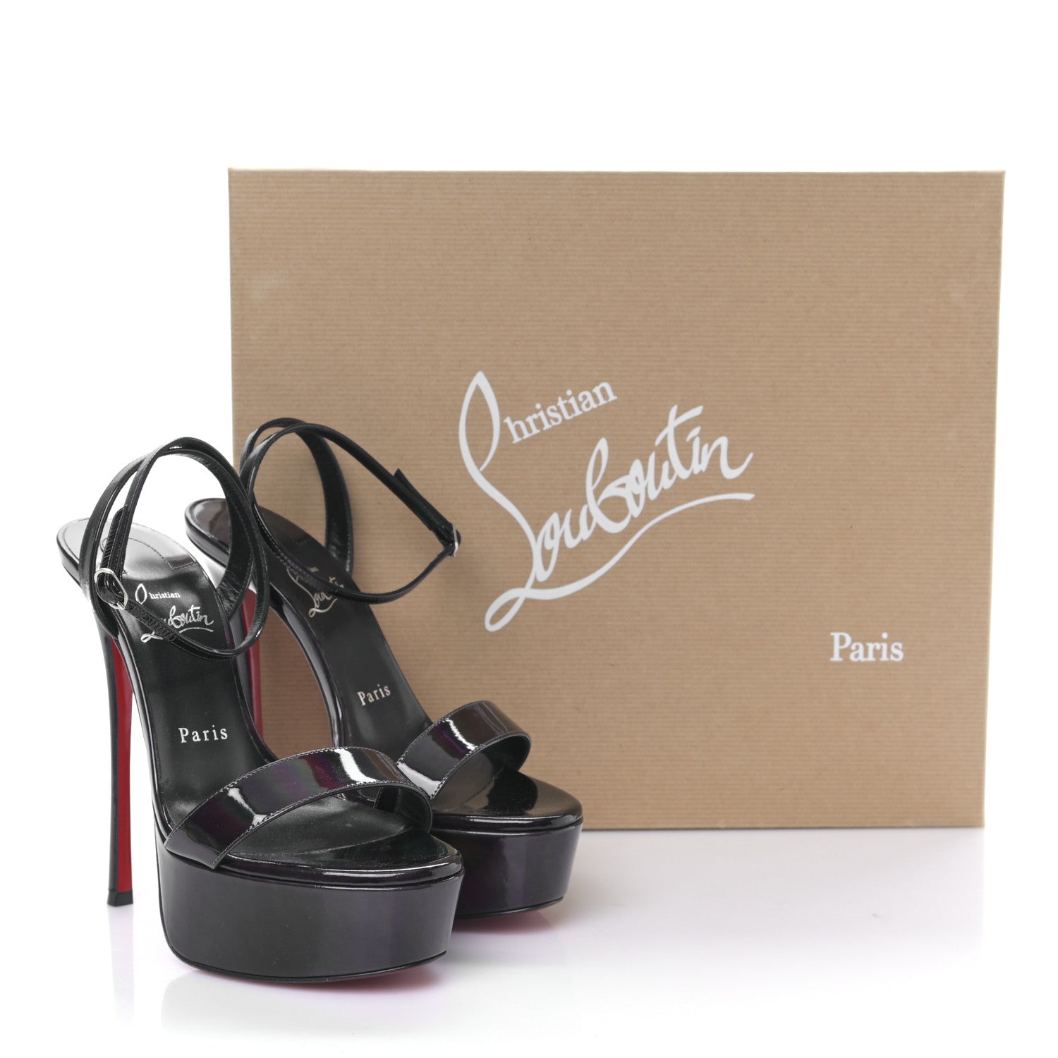 Christian Louboutin Patent Psychic Loubi Queen Alta 150 Platform Sandals 37 Black 7 of 8