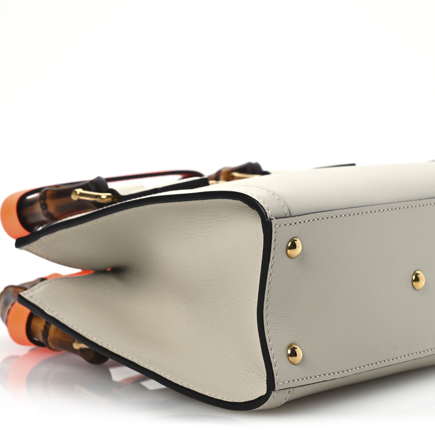 Gucci Wonka Grain Calfskin Mini Diana Tote Bag Mystic White Orange Fluo 9 of 13