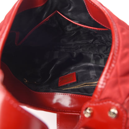 Burberry Nylon Glazed Calfskin Quilted Brook Hobo Red 4 of 9