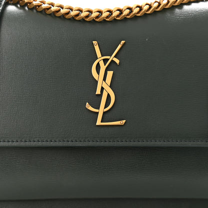 Saint Laurent Calfskin Medium Monogram Sunset Dark Green 9 of 13