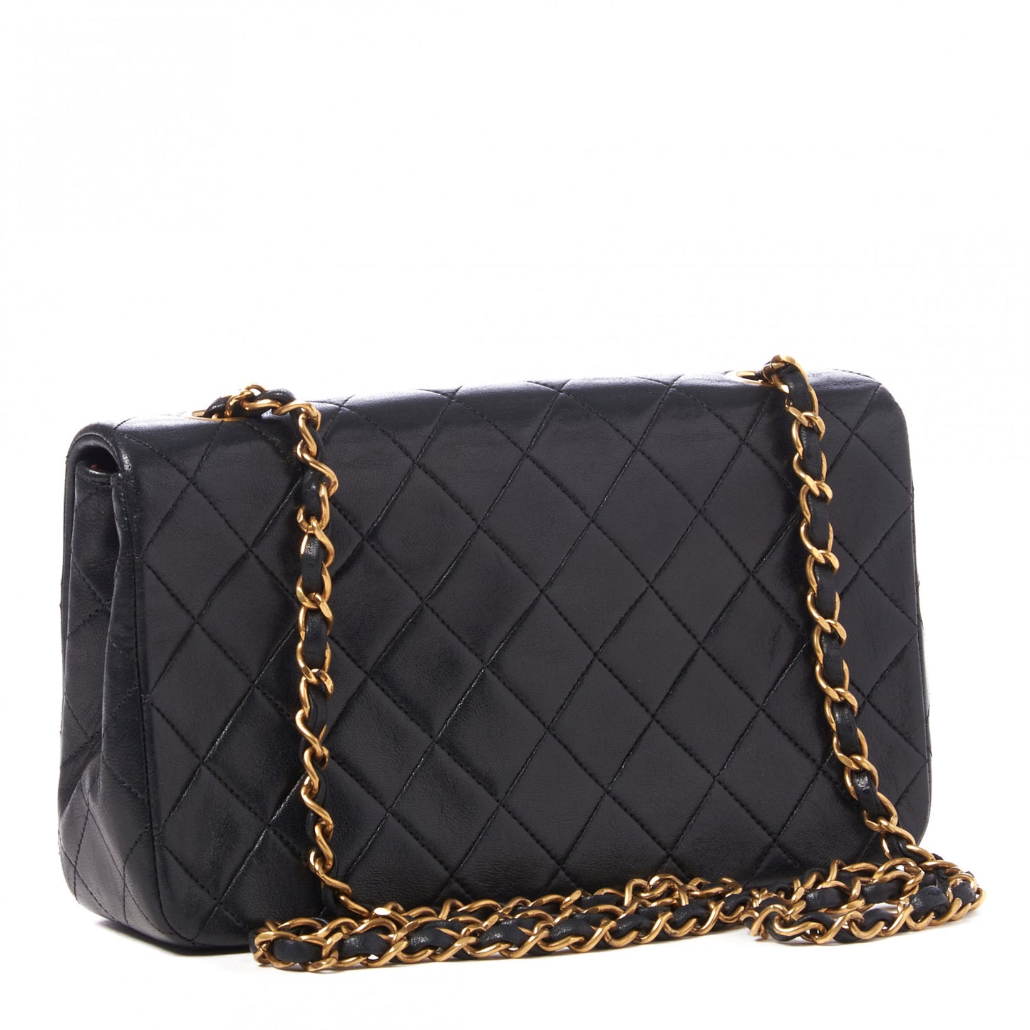 Lambskin Quilted Small Single Flap Bag Black