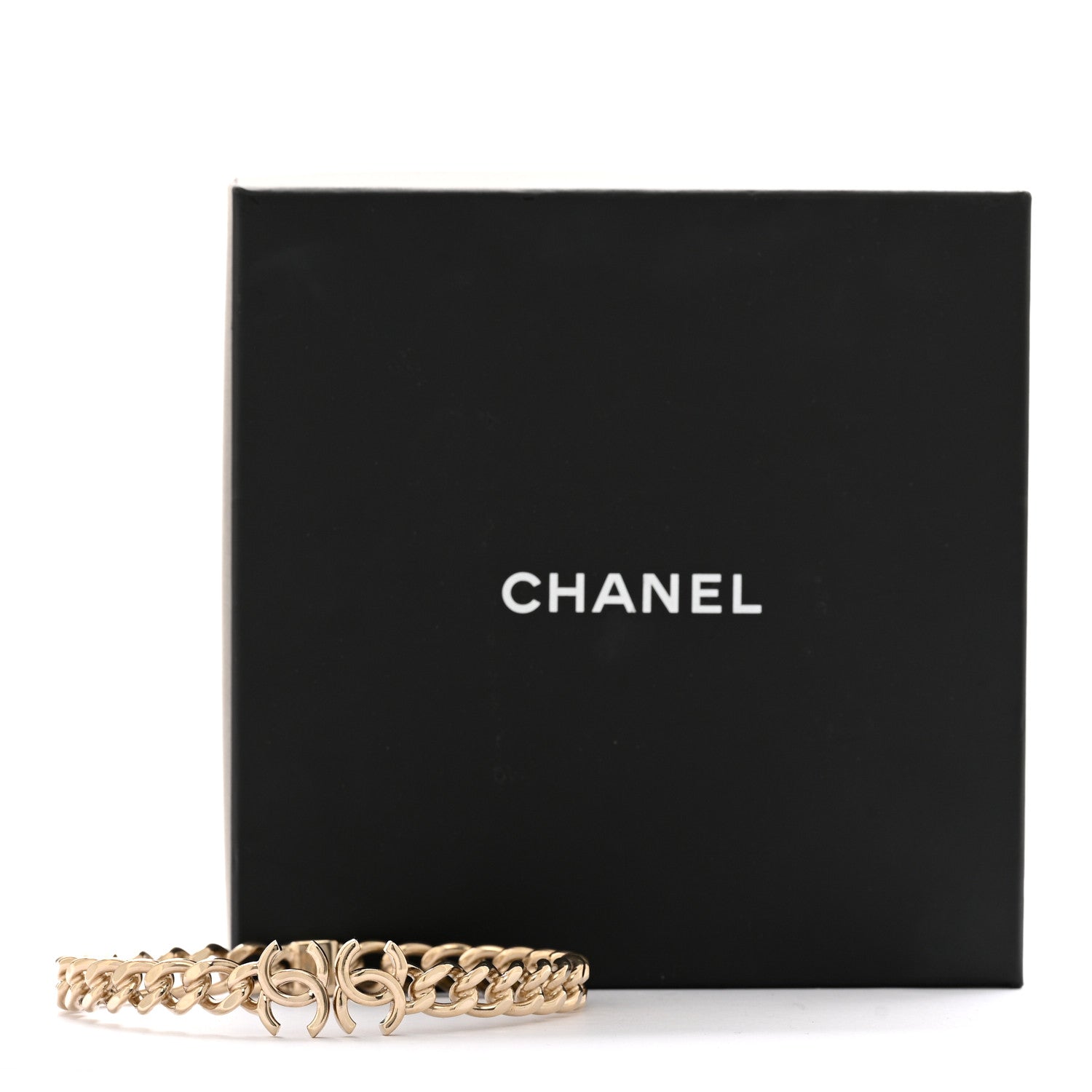 Chanel Metal CC Chain Link Choker Necklace M  Gold 7 of 7
