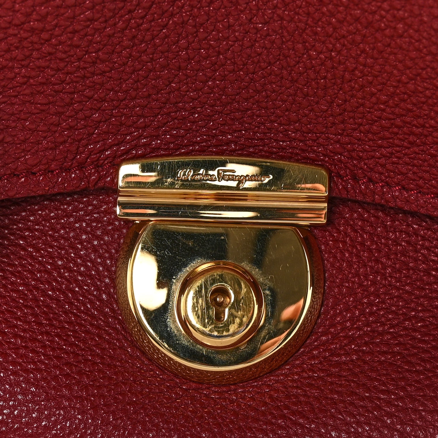 Salvatore Ferragamo Pebbled Calfskin East West Fiamma Bag Red 15 of 15