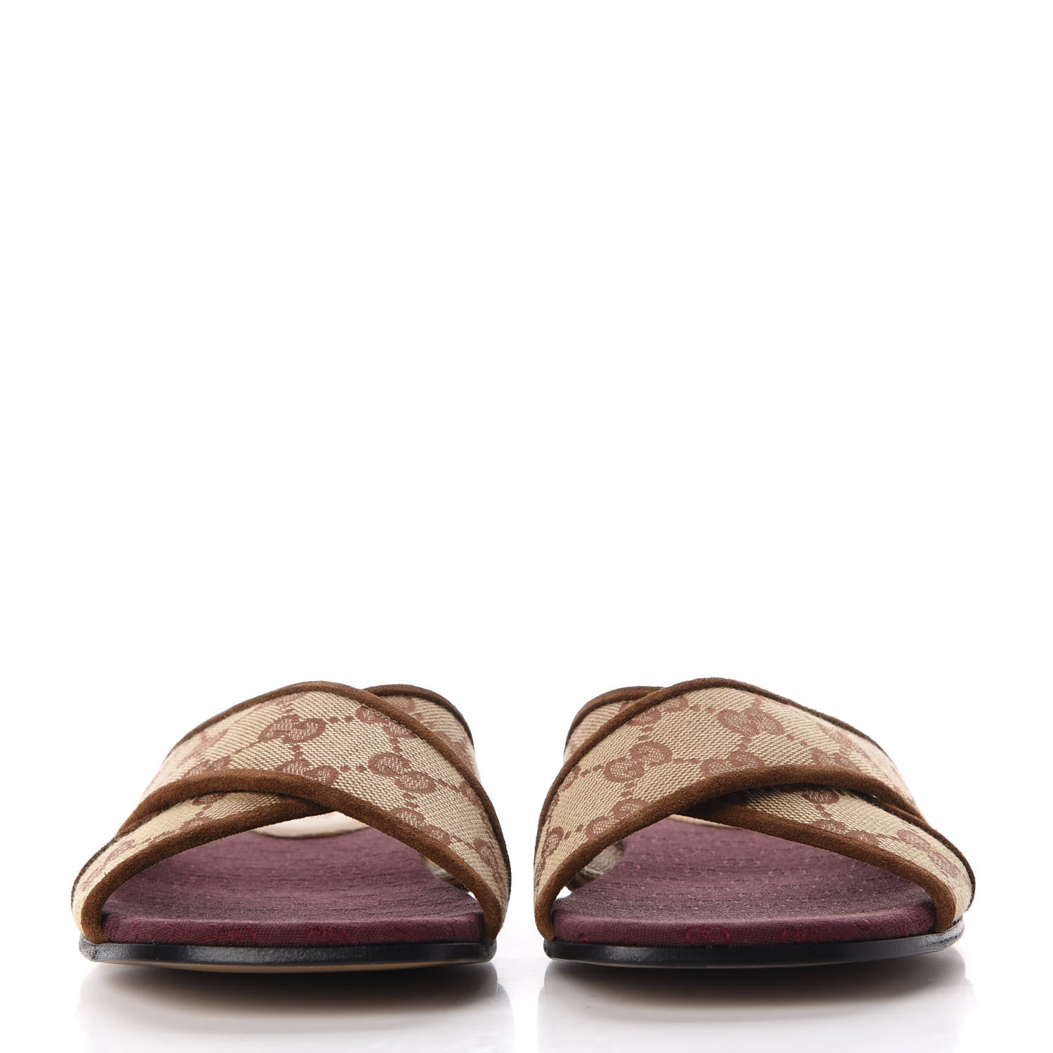 Gucci GG Monogram Suede Womens Criss Cross Slide Sandals 36 Beige Ruggine Cuir 3 of 10