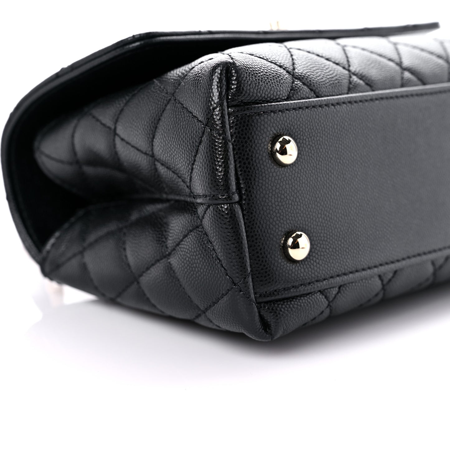 Caviar Quilted Mini Coco Handle Flap Black