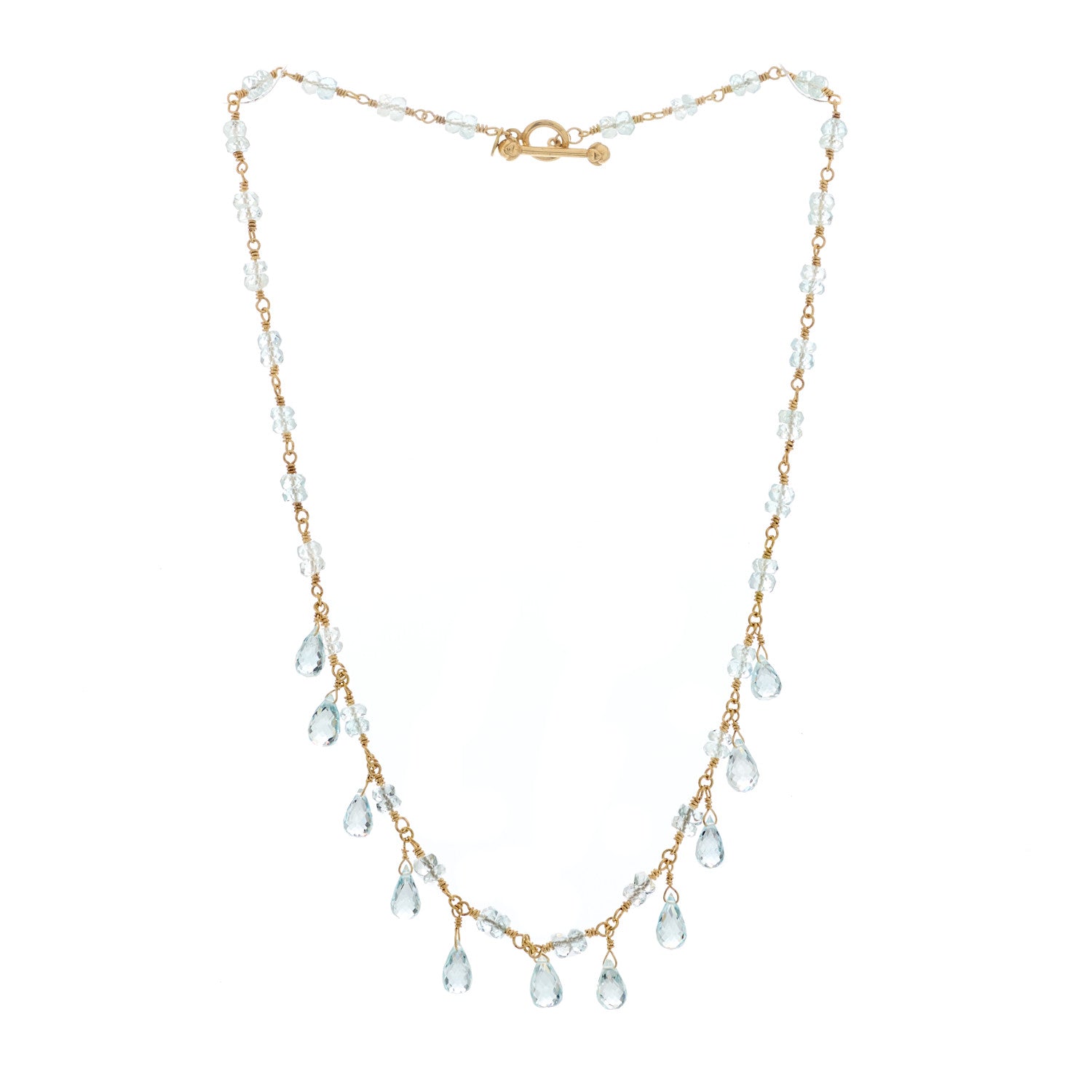Tiffany 18K Yellow Gold Aquamarine Briolette Necklace 2 of 4