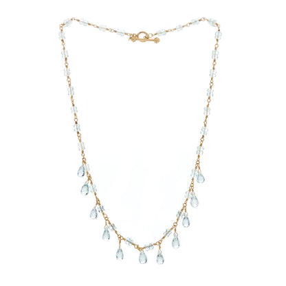 Tiffany 18K Yellow Gold Aquamarine Briolette Necklace 2 of 4