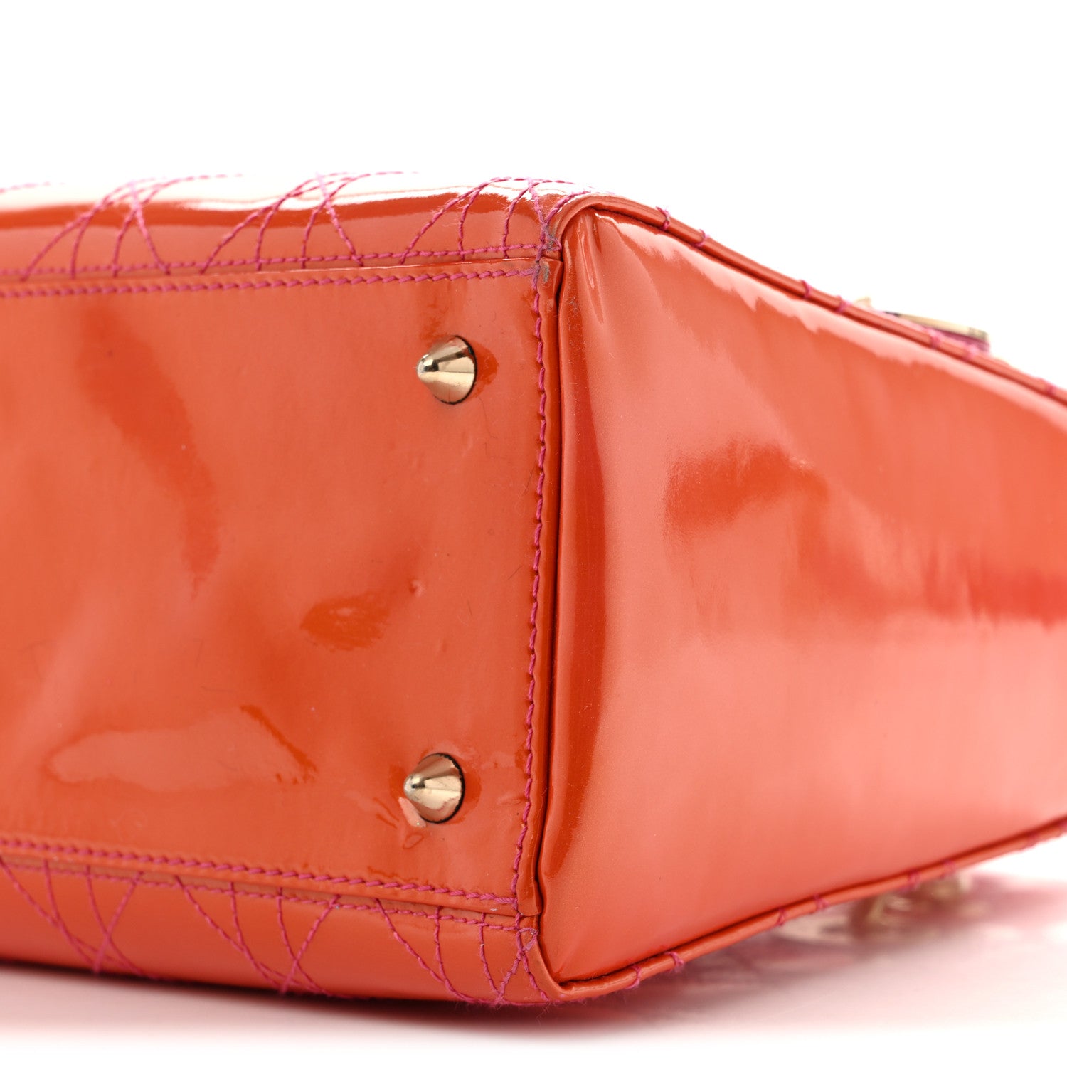 Christian Dior Patent Cannage Stitched Medium Lady Dior Orange 10 of 17
