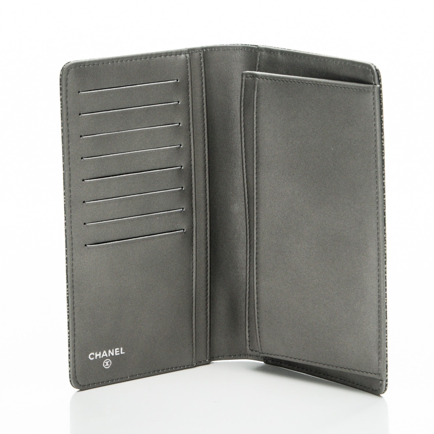 Chanel Metallic Caviar Timeless CC Yen Wallet Dark Silver 5 of 8