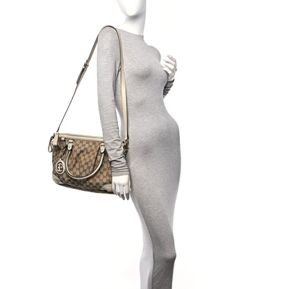 Gucci Monogram Margaux Calfskin Medium Sukey Top Handle Bag Beige Ebony Mystic White 2 of 10