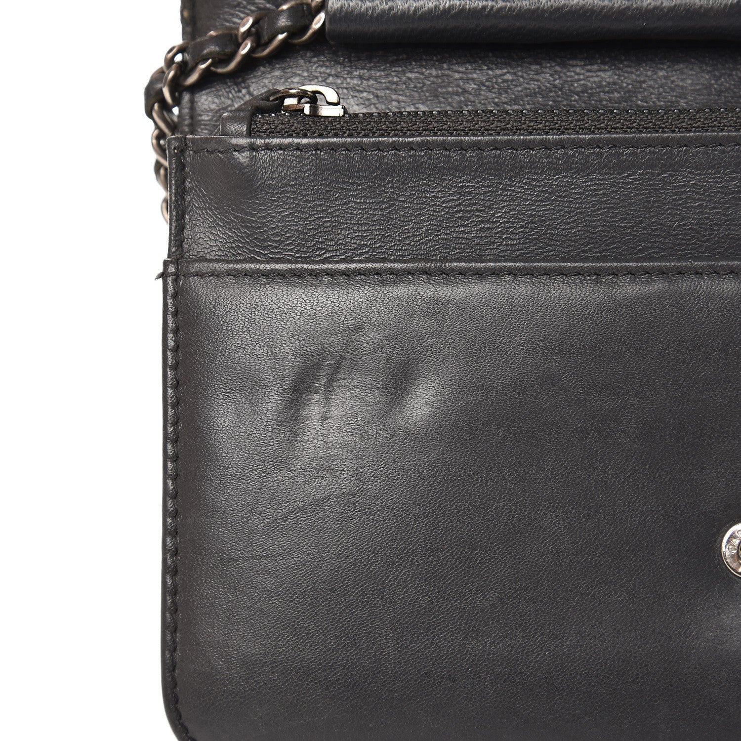 Chanel Lambskin Quilted Boy Wallet On Chain WOC Grey 9 of 12