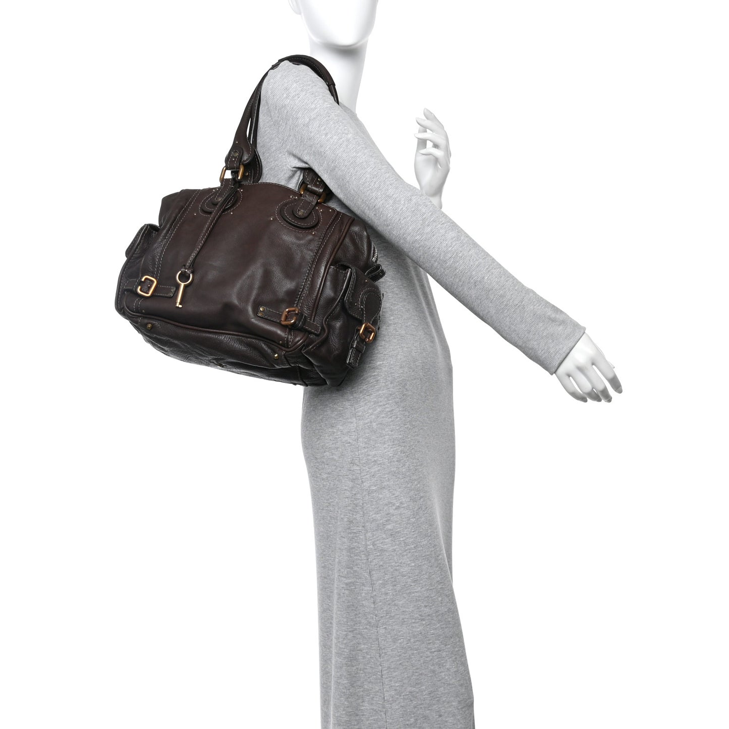 Grained Calfskin Paddington Tote Chocolate