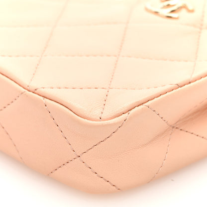 Chanel Lambskin Quilted Tiny Shopping Clutch With Chain Light Beige 10 of 10