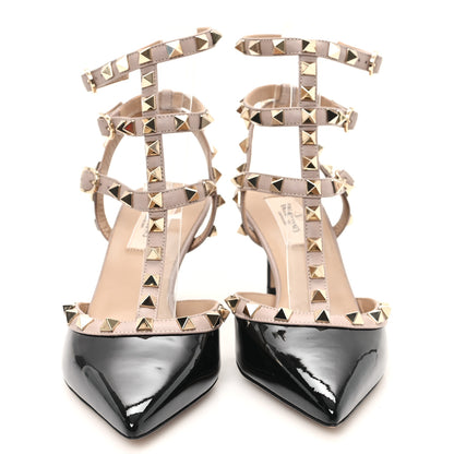 Valentino Garavani Patent Nappa Rockstud Ankle Strap 65mm Pumps 37 Black Poudre 3 of 9