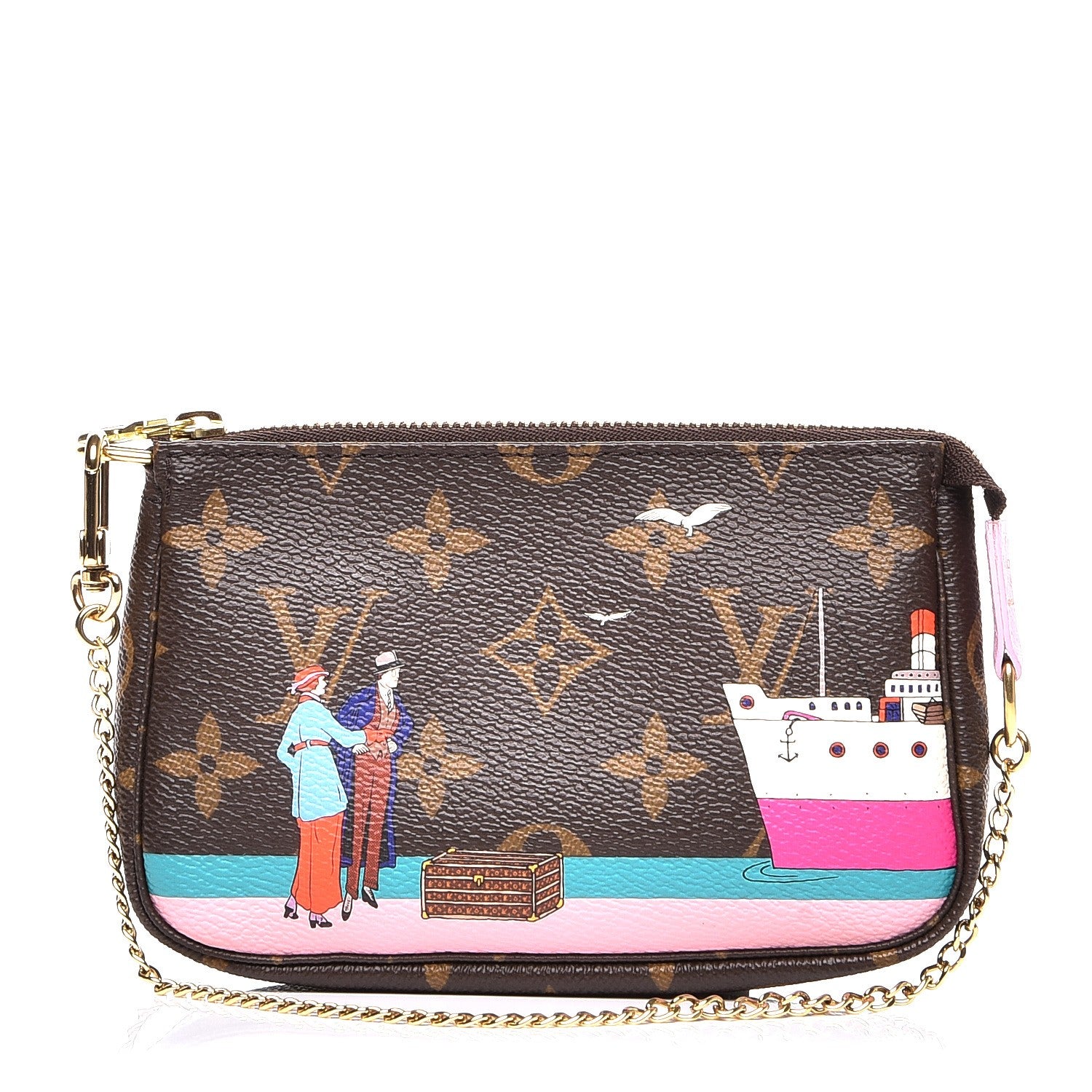 Louis Vuitton Monogram 2016 Christmas Animation Mini Pochette Accessories Rose Ballerine 1 of 7