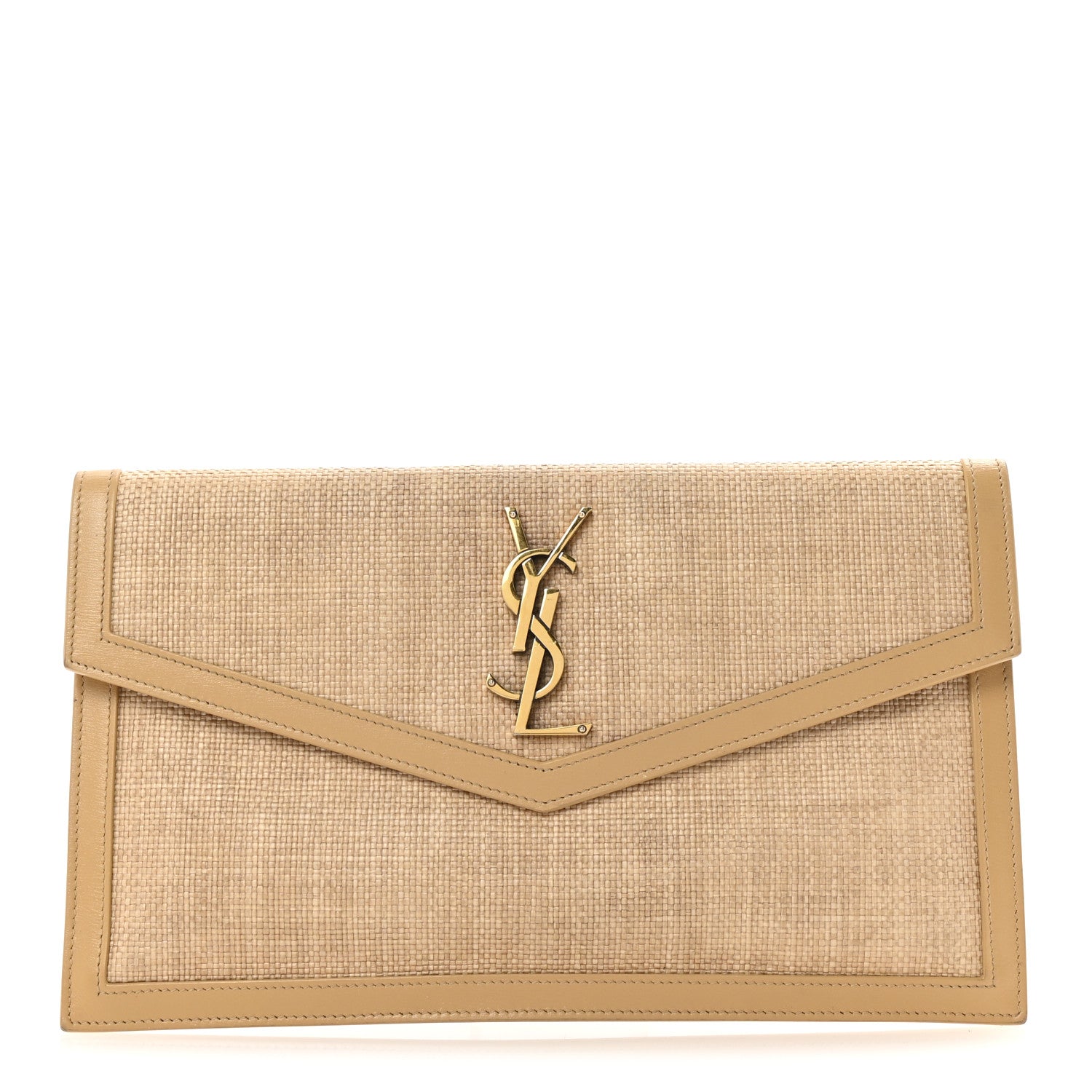 Saint Laurent Micro Raffia Uptown Pouch Natural Hay Blush 1 of 12