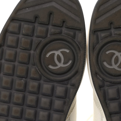 Chanel Suede Fabric Grained Calfskin Womens CC High Top Sneakers 39 White 6 of 9