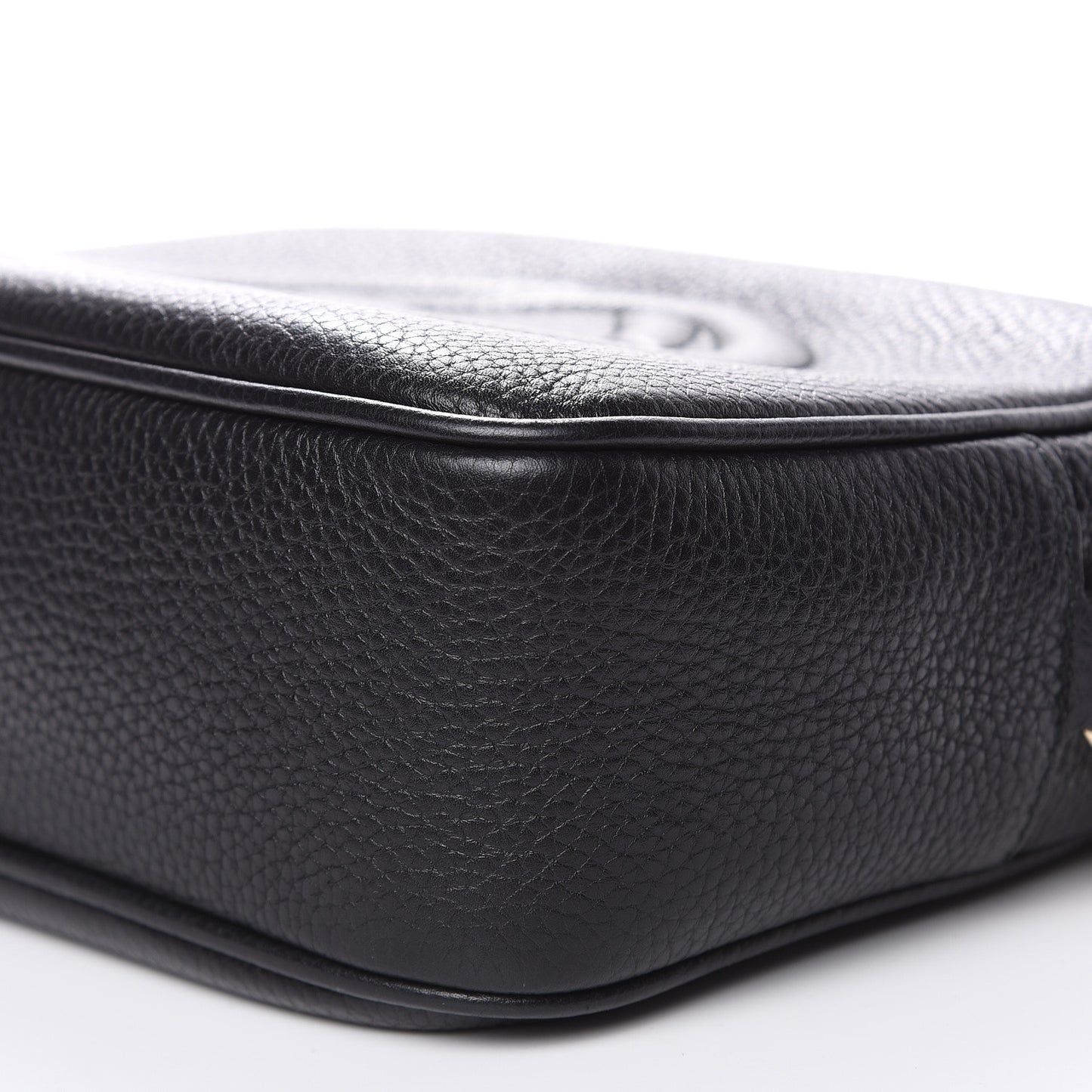 Pebbled Calfskin Small Soho Disco Bag Black