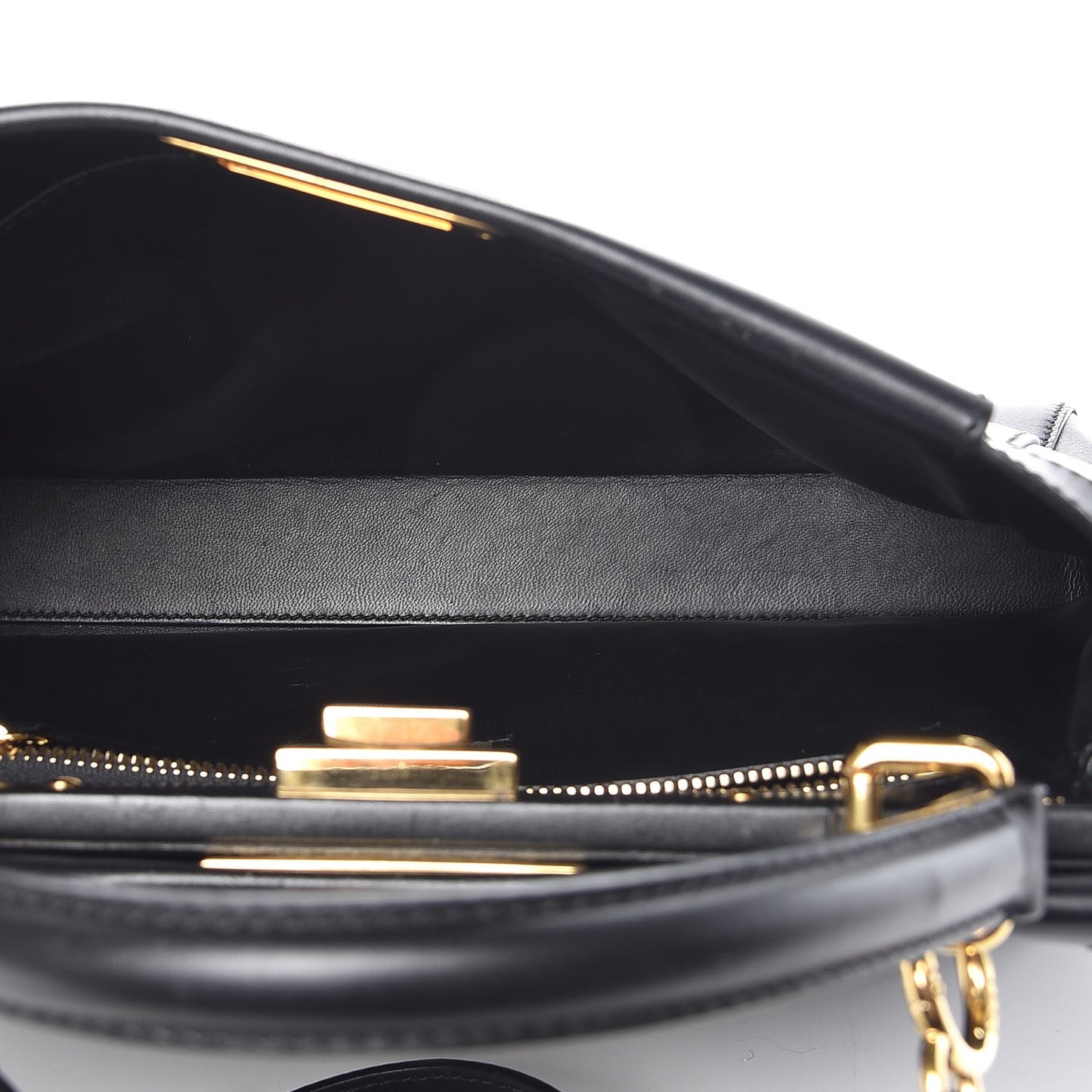 Vitello Morgan Shiny Nappa Medium Peekaboo Iconic Satchel Black