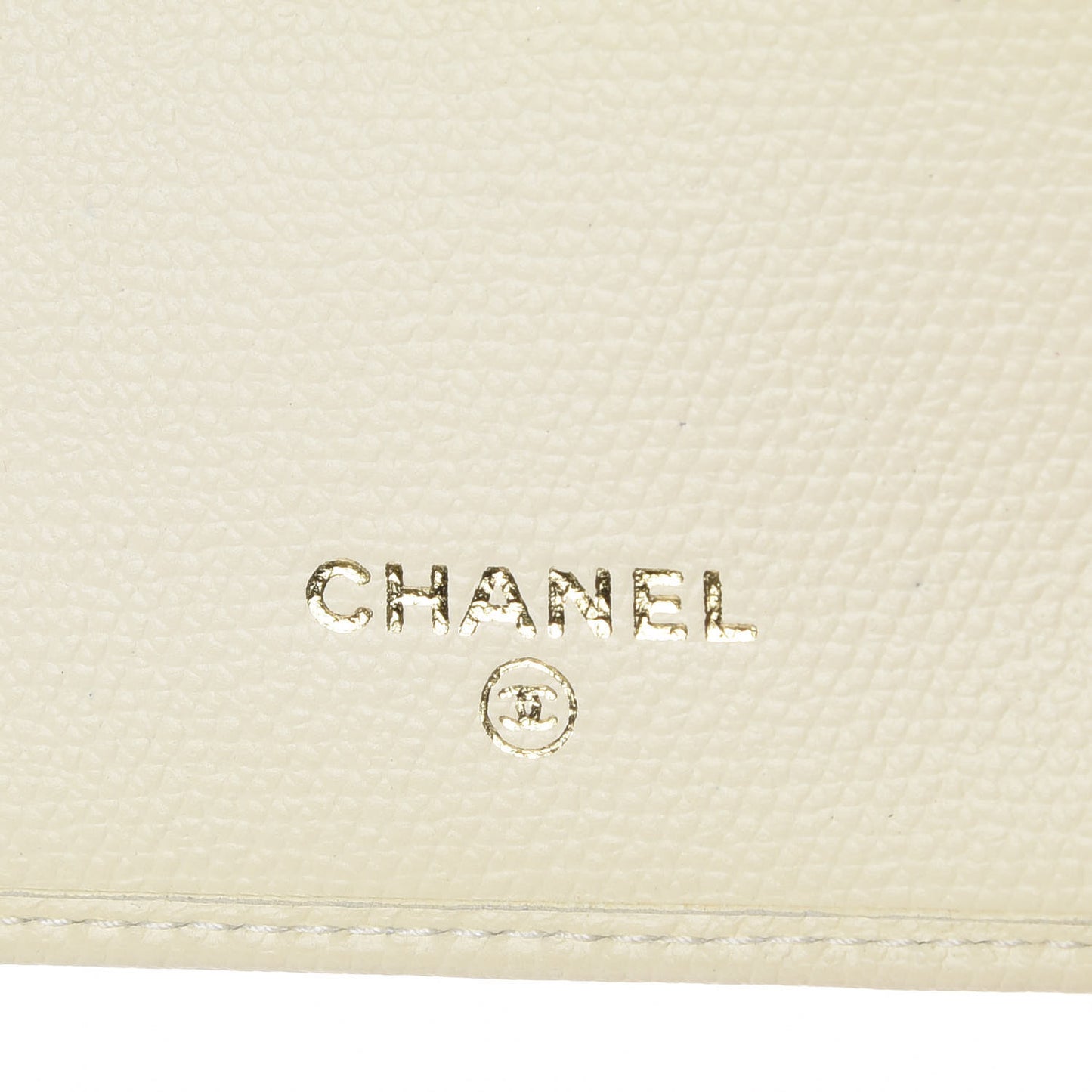 Grained Calfskin CC Button Bi-Fold Wallet Ivory