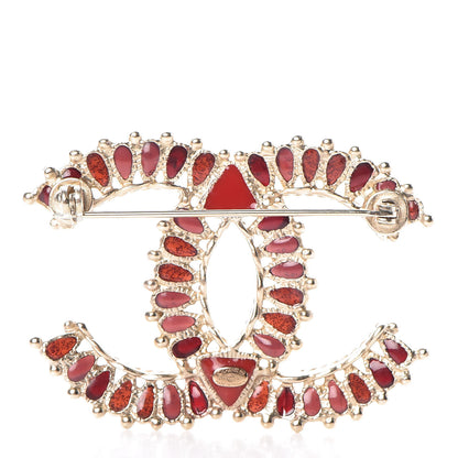 Chanel Gripoix Poured Glass CC Brooch Gold Burgundy 3 of 4