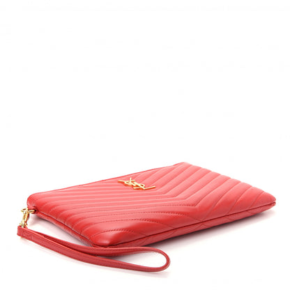 Saint Laurent Calfskin Matelasse Chevron Monogram A5 Wristlet Bandana Red 4 of 8